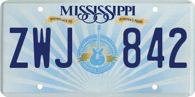 MS license plate ZWJ842