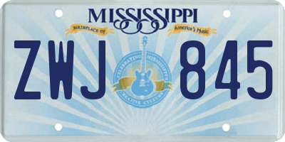 MS license plate ZWJ845