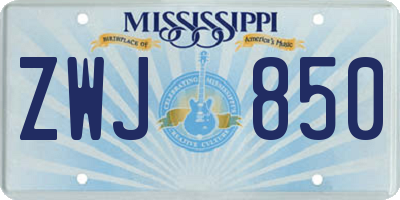 MS license plate ZWJ850