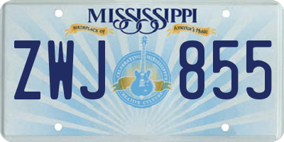 MS license plate ZWJ855