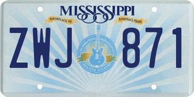 MS license plate ZWJ871