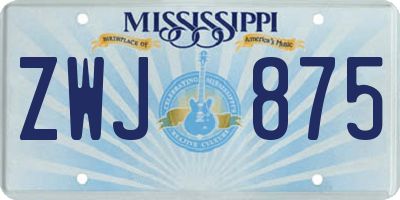 MS license plate ZWJ875