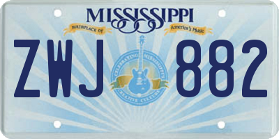 MS license plate ZWJ882