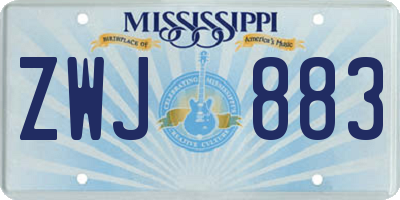 MS license plate ZWJ883
