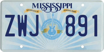 MS license plate ZWJ891