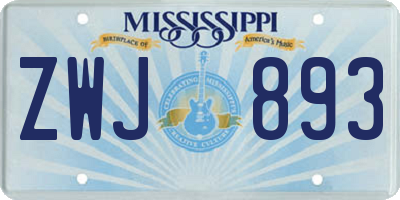 MS license plate ZWJ893