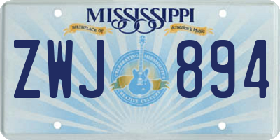 MS license plate ZWJ894
