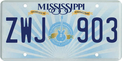 MS license plate ZWJ903