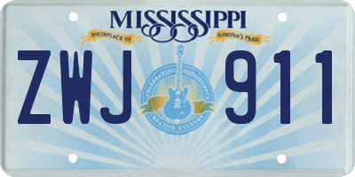 MS license plate ZWJ911
