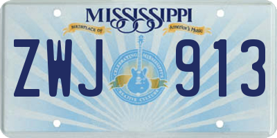 MS license plate ZWJ913