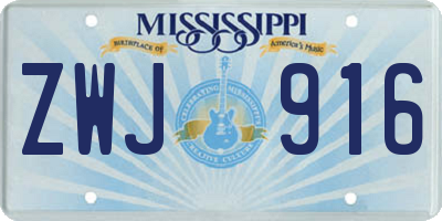 MS license plate ZWJ916