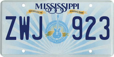 MS license plate ZWJ923