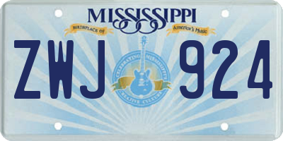 MS license plate ZWJ924