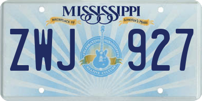 MS license plate ZWJ927
