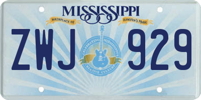 MS license plate ZWJ929