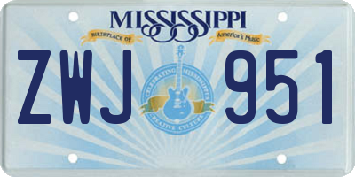 MS license plate ZWJ951
