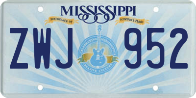 MS license plate ZWJ952