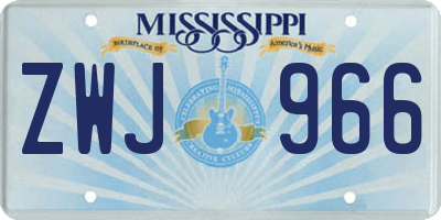 MS license plate ZWJ966