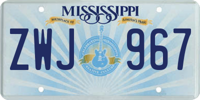 MS license plate ZWJ967