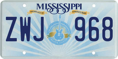 MS license plate ZWJ968