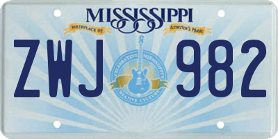 MS license plate ZWJ982