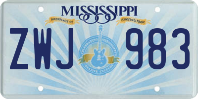 MS license plate ZWJ983