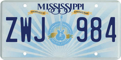 MS license plate ZWJ984