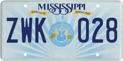 MS license plate ZWK028
