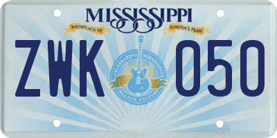 MS license plate ZWK050