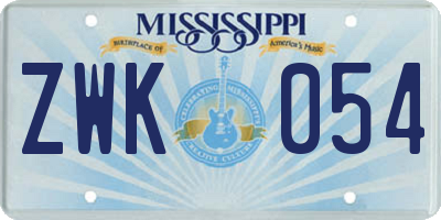 MS license plate ZWK054