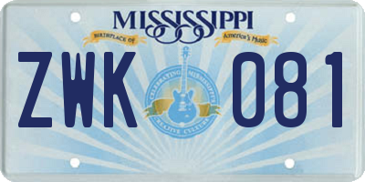 MS license plate ZWK081