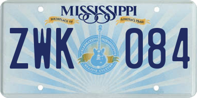 MS license plate ZWK084