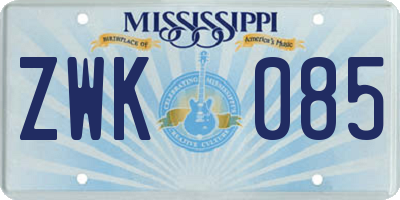 MS license plate ZWK085