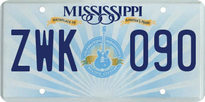 MS license plate ZWK090