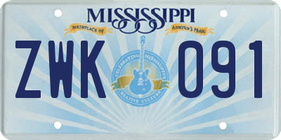 MS license plate ZWK091