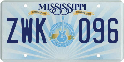 MS license plate ZWK096