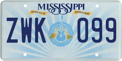 MS license plate ZWK099