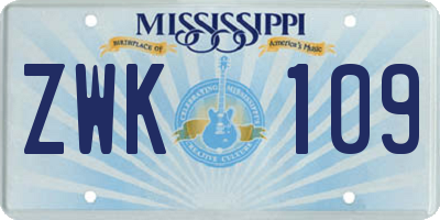 MS license plate ZWK109