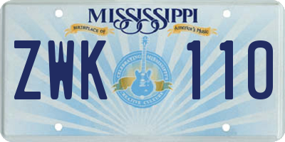 MS license plate ZWK110