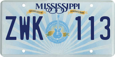 MS license plate ZWK113