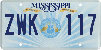 MS license plate ZWK117