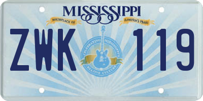 MS license plate ZWK119
