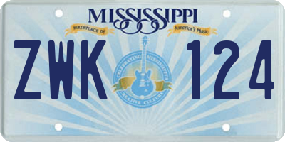 MS license plate ZWK124