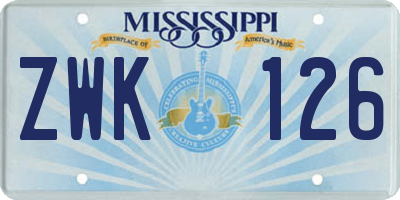 MS license plate ZWK126