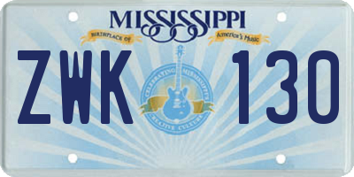 MS license plate ZWK130