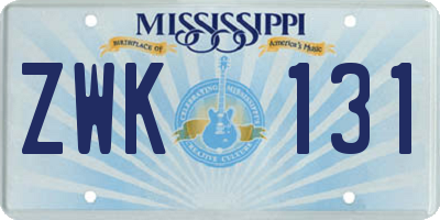 MS license plate ZWK131
