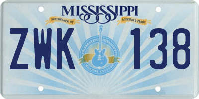MS license plate ZWK138