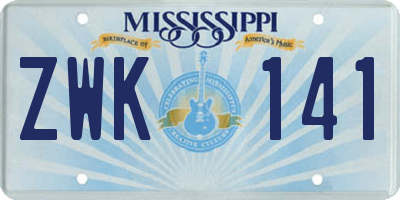 MS license plate ZWK141