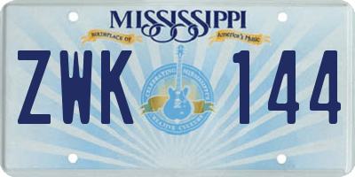MS license plate ZWK144