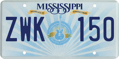 MS license plate ZWK150